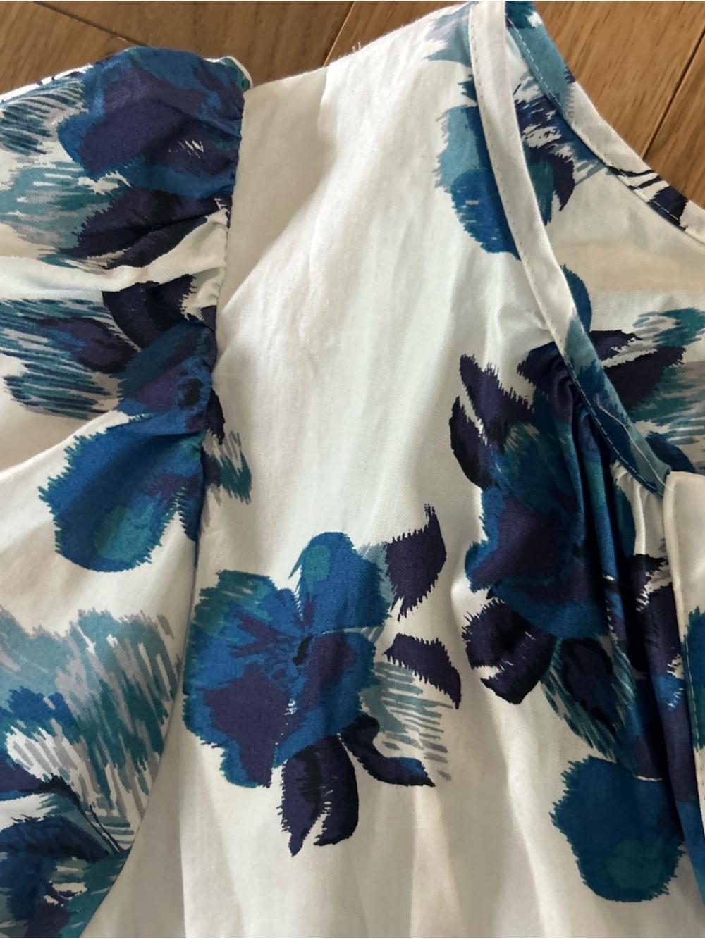 ANTHROPOLOGIE size L The Somerset Mini Dress Blue Floral Pockets - Picture 8 of 9